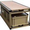 Doppel- Schiebe 120x40cm - geschlossene Boxen und Holzplatte