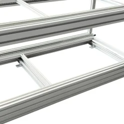 Doppelte Aluminium-Schublade mit 3 offenen Behältern - 80 x 60 cm