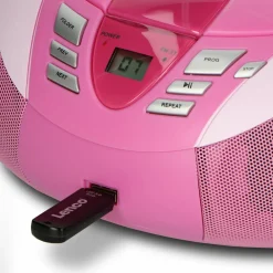 Lenco SCD-37 USB Tragbares FM-Radio - Pink