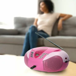 Lenco SCD-37 USB Tragbares FM-Radio - Pink