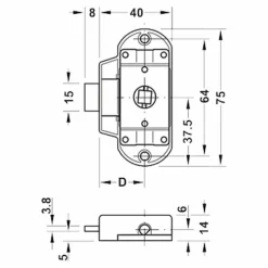 Obelink Metall-Drehstangenschloss - 25 mm
