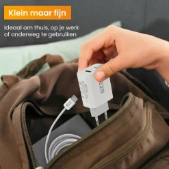 R2B 1 Meter Weißes USB-C Kabel mit USB-A & USB-C Ladegerät
