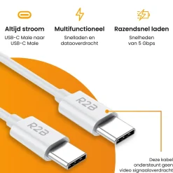 R2B 2 Meter Weißes USB-C zu USB-C Kabel