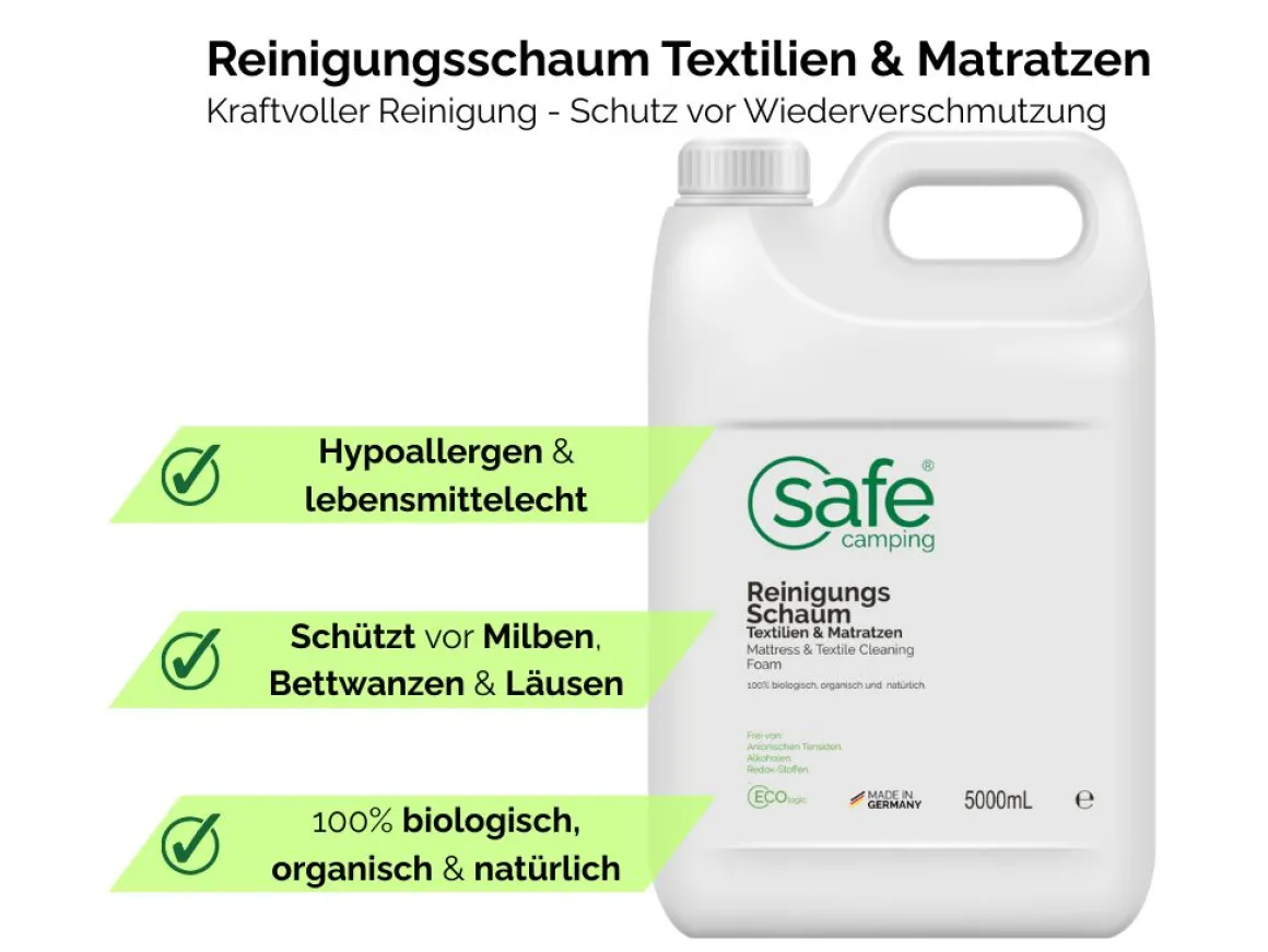 SAFE CAMPING Textilien & Matratzen Reinigungsschaum - 5000mL