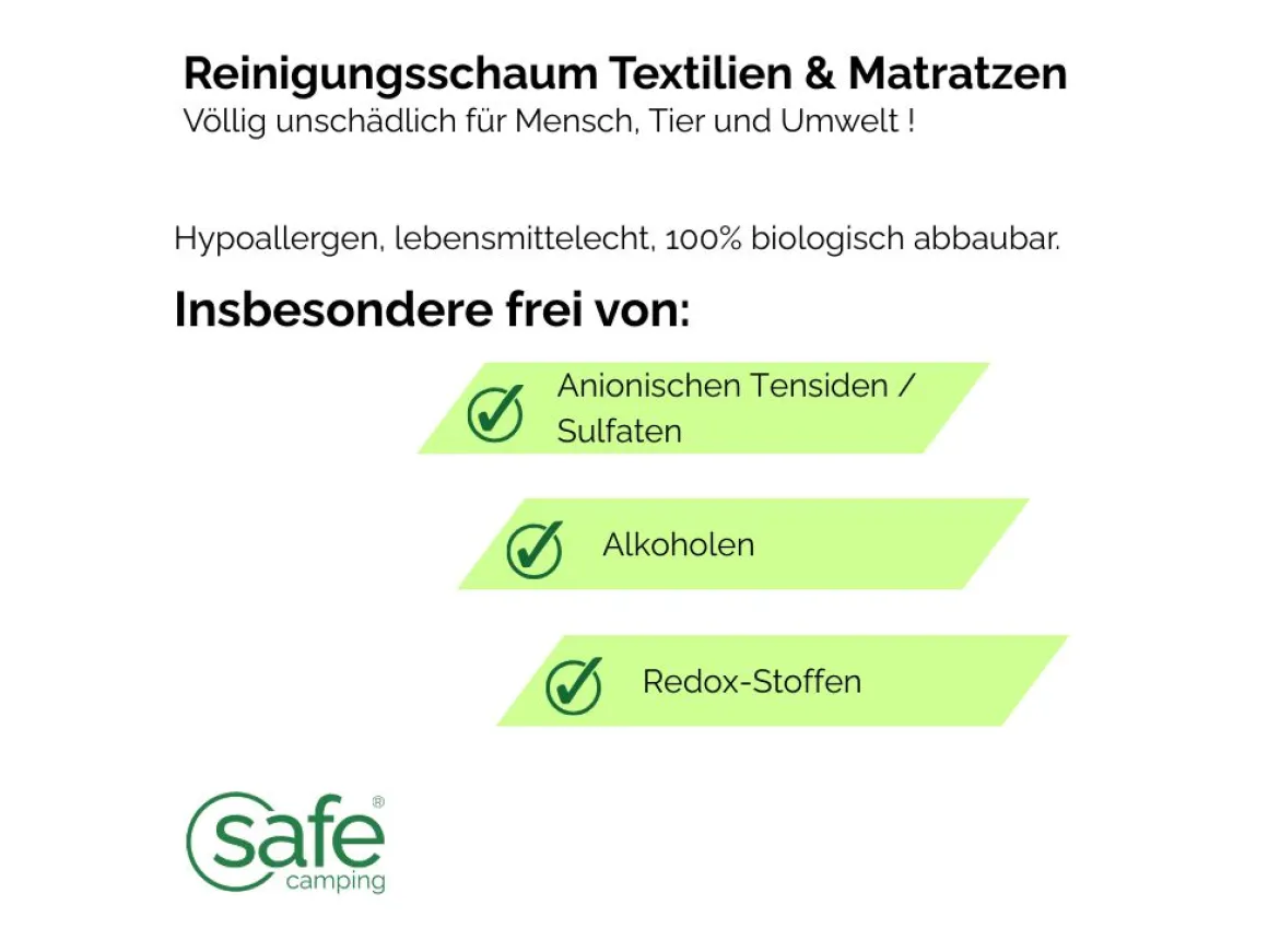 SAFE CAMPING Textilien & Matratzen Reinigungsschaum - 5000mL